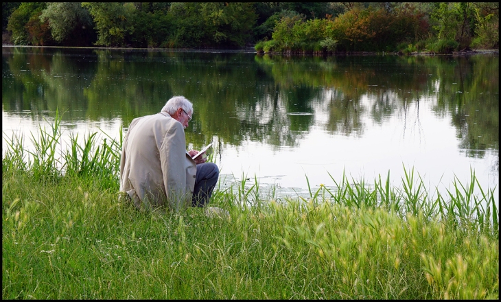 reading by the lake